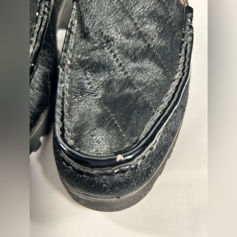 Donald J Pliner Calf Hair Loafers Womens Leather Trim Chunky Heel Shoes Sz 9.5 - Picture 10 of 10